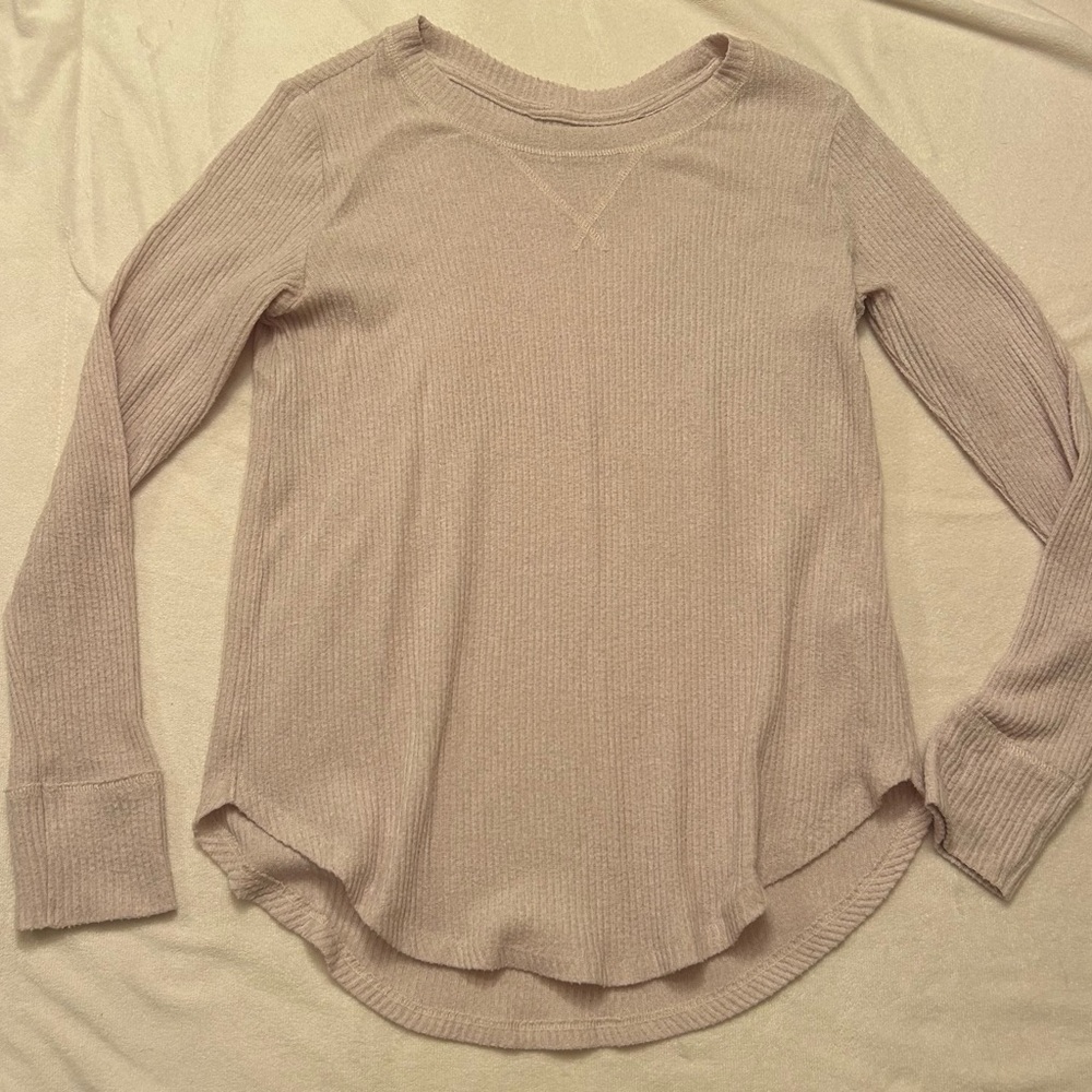 Abercrombie & Fitch Tan Ribbed Long Sleeve Sweatshirt